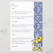 Amalfi Italiaans blauw tegels citroenmenu kaart sj (Voorkant)
