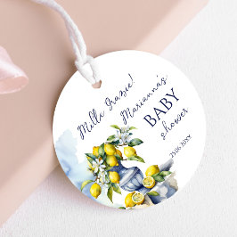 Amalfi Italiaans blauw vaas citroen baby shower be Bedankjes Labels