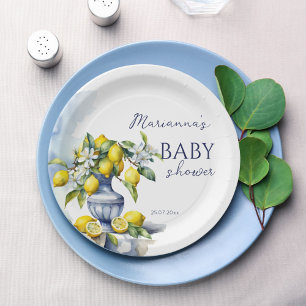 Amalfi Italiaans blauw vaas citroen baby shower be Papieren Bordje