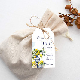 Amalfi Italiaans blauw vaas citroen baby shower gu Cadeaulabel