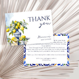 Amalfi Italiaans blauw vaas citroenen baby shower Bedankkaart