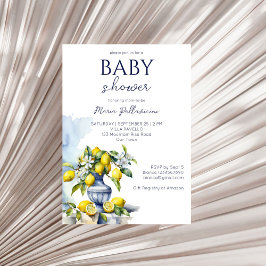 Amalfi Italiaans blauw vaas citroenen baby shower Kaart