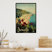 Amalfi, Italiaans poster van het vintage-verkeer (Keuken)