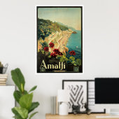 Amalfi, Italiaans poster van het vintage-verkeer (Thuiskantoor)