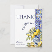 Amalfi Italiaanse blauwe tegels citroenen bruidsdi Bedankkaart (Voorkant)