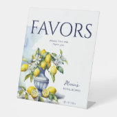 Amalfi Italiaanse blauwe vaas citroenen gunst teke Reclamebord Met Voetstuk (Voorkant)