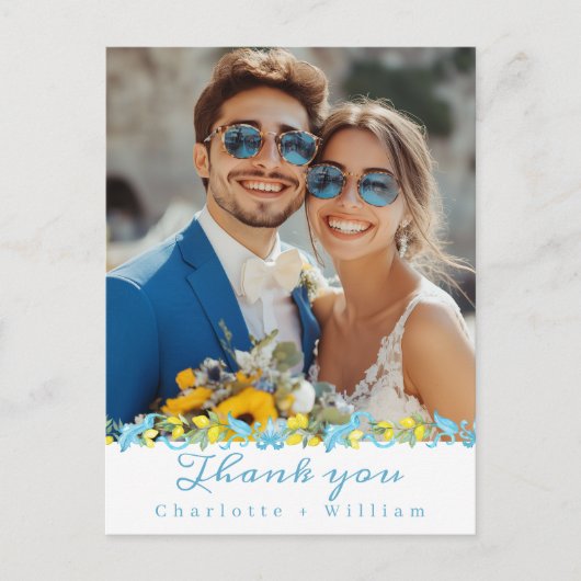 Amalfi Italiaanse bruiloft Mediterraan Dank u Briefkaart (Voorkant)