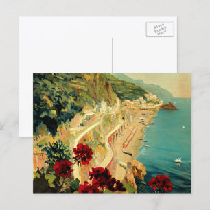 Amalfi Italiaanse kust, vintage reisposter Italië Briefkaart