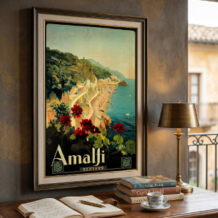 Amalfi Italiaanse kust, vintage reisposter Italië Poster