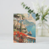Amalfi Italiaanse kust Vintage Reizen Briefkaart (Staand voorkant)
