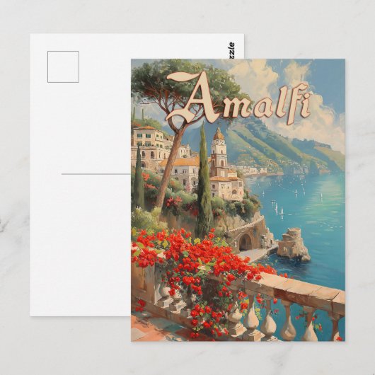 Amalfi Italiaanse kust Vintage Reizen Briefkaart (Voorkant / Achterkant)