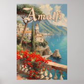 Amalfi Italiaanse kust Vintage Reizen Poster (Voorkant)