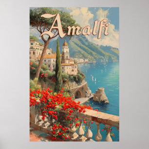 Amalfi Italiaanse kust Vintage Reizen Poster