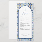 Amalfi Italiaanse Tile Summer Baptism-menukaart Kaart (Voorkant / Achterkant)