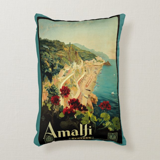 Amalfi Italian Coast, Vintage Travel Poster Italië Accent Kussen (Voorkant(Verticaal))