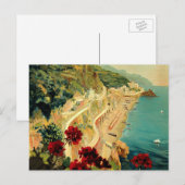 Amalfi Italian Coast, Vintage Travel Poster Italië Briefkaart (Voorkant / Achterkant)