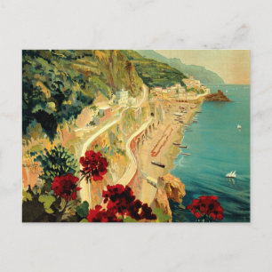 Amalfi Italian Coast, Vintage Travel Poster Italië Briefkaart