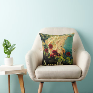 Amalfi Italian Coast, Vintage Travel Poster Italië Kussen