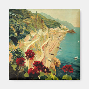 Amalfi Italian Coast, Vintage Travel Poster Italië Magneet