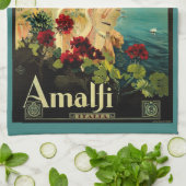 Amalfi Italian Coast, Vintage Travel Poster Italië Theedoek (Gevouwen)