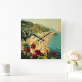 Amalfi Italian Coast, Vintage Travel Poster Italië Vierkante Klok (Huis)