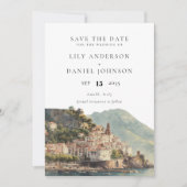 Amalfi Italian Watercolor Photo Wedding Save The Date (Voorkant)