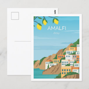 Amalfi Italië Beroemde Reisplaats Illustratie Briefkaart