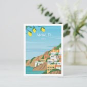 Amalfi Italië Beroemde Reisplaats Illustratie Briefkaart (Staand voorkant)