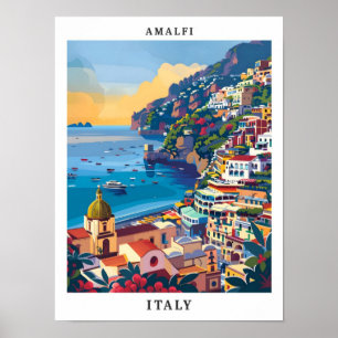 Amalfi Italië Elegante Kunst Vintage Reizen Poster