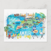 Amalfi Italië Illustratie mediterrane reiskaart Briefkaart (Voorkant)