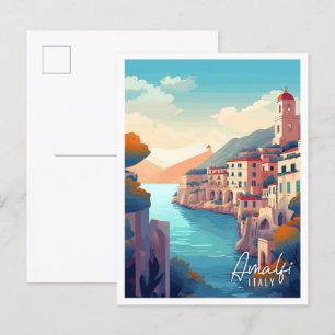 Amalfi Italië kunst reisillustratie Briefkaart