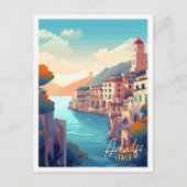 Amalfi Italië  kunst reisillustratie Briefkaart (Voorkant)