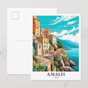 Amalfi Italië Kunst Vintage Reizen Illustratie Briefkaart
