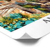 Amalfi Italië Kunst Vintage Reizen Illustratie Poster (Hoek)