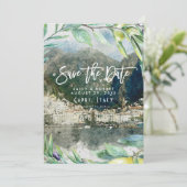 Amalfi italië olijven bruiloft save the date kaart (Staand voorkant)