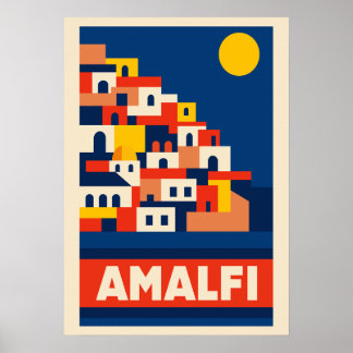 Amalfi Italië Oude Reisposter Retro Kuststreek Poster