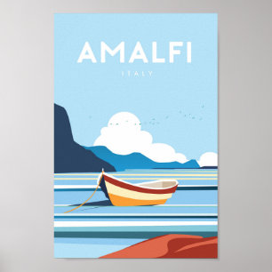 Amalfi italië poster van het vintage-reisverkeer