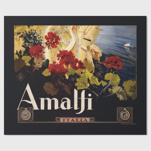 Amalfi Italië Reisposter Art Graphic Cadeaupapier (Vlak)