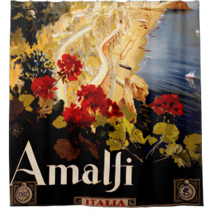 Amalfi Italië Reisposter Art Graphic Douchegordijn