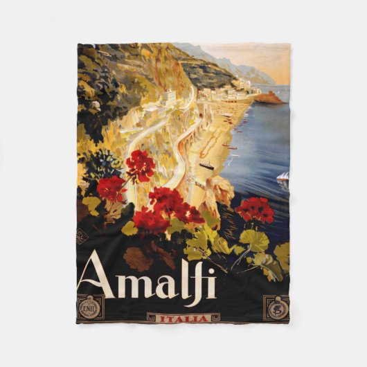 Amalfi Italië Reisposter Art Graphic Fleece Deken (Voorkant)