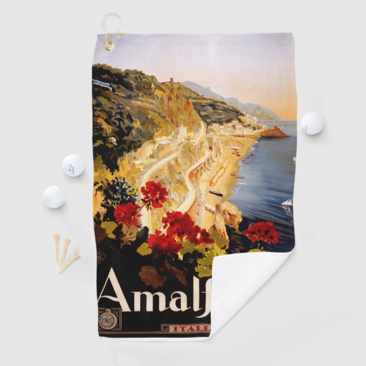 Amalfi Italië Reisposter Art Graphic Golfhanddoek (Insitu)