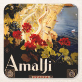 Amalfi Italië Reisposter Art Graphic Kartonnen Onderzetters (Voorkant)