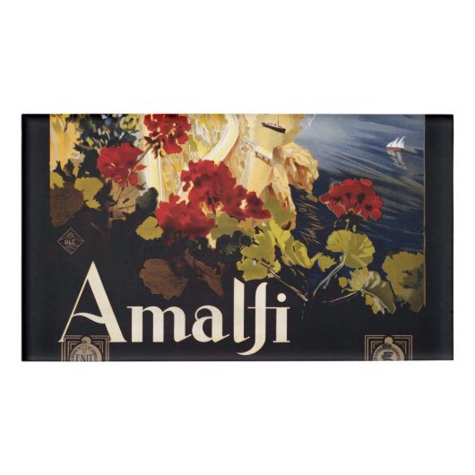 Amalfi Italië Reisposter Art Graphic Naambadge (Voorkant)