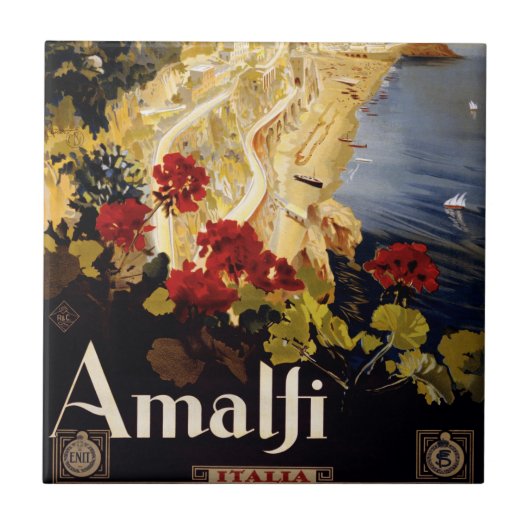 Amalfi Italië Reisposter Art Graphic Tegeltje (Voorkant)