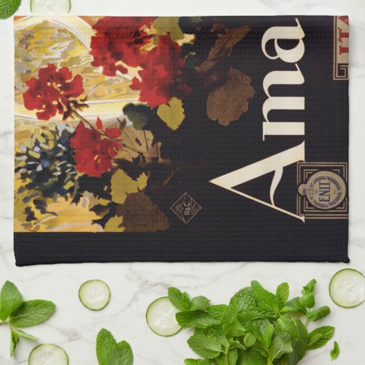 Amalfi Italië Reisposter Art Graphic Theedoek (Gevouwen)