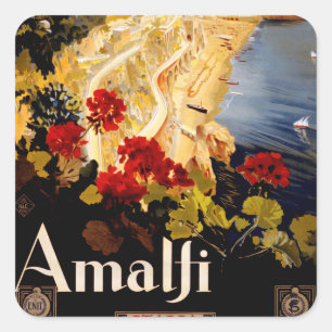 Amalfi Italië Reisposter Art Graphic Vierkante Sticker