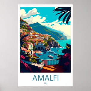 Amalfi Italië Reisposter Vintage Ski Nationaal Poster