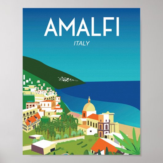 Amalfi Italië reisposter voor de italiaanse stad m Poster (Voorkant)