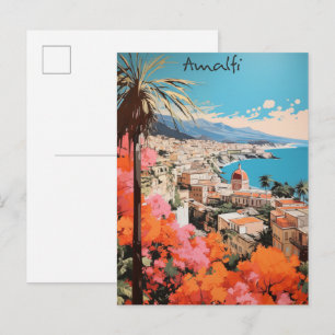 Amalfi Italië Reizen Stad Schilderen Esthetisch Briefkaart