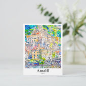 Amalfi Italië Reizen Waterverf Hand getekend Briefkaart (Staand voorkant)